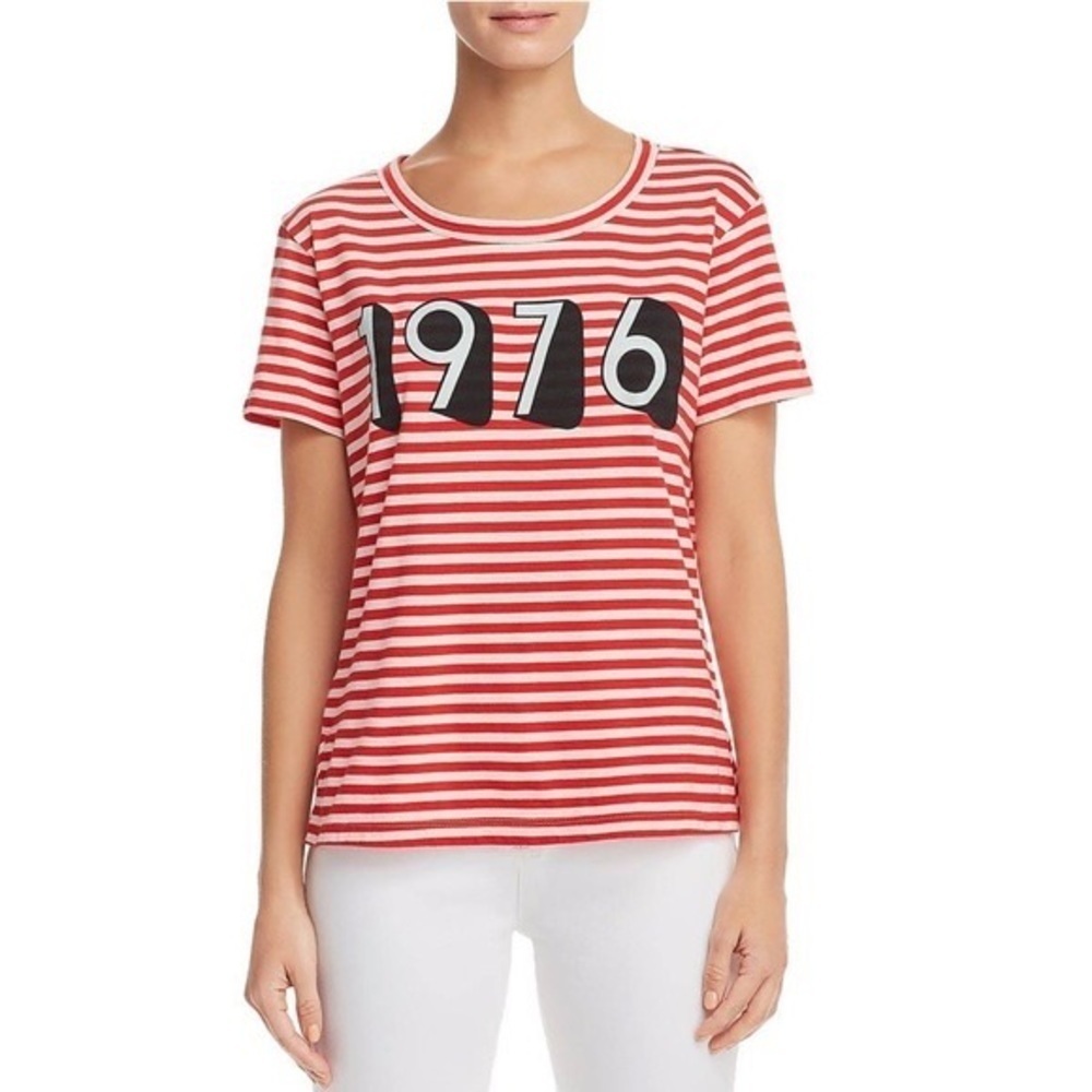 Current/Elliott Red & White Striped '1976' Graphic Tee